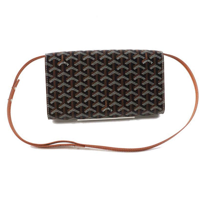goyard Monte Carlo PM PVC Calfskin Wood Shoulder Bag / Clutch Bag Black Brown