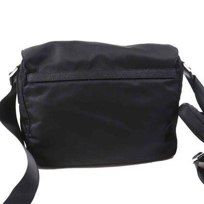 Prada 1bd953 Re-nylon Nylon Shoulder Bag With Triangle Plate Pouch Black Silver
