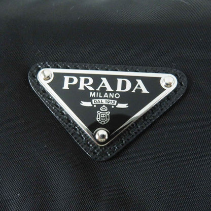 Prada 1bd953 Re-nylon Nylon Shoulder Bag With Triangle Plate Pouch Black Silver
