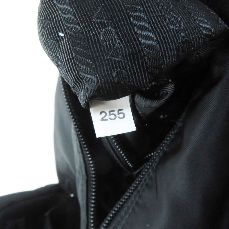 Prada 1bd953 Re-nylon Nylon Shoulder Bag With Triangle Plate Pouch Black Silver