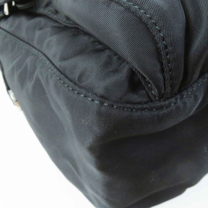 Prada 1bd953 Re-nylon Nylon Shoulder Bag With Triangle Plate Pouch Black Silver