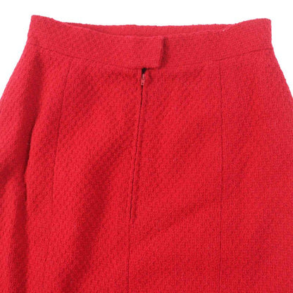 CHANEL 20450 Wool Gold Button Single Color Tweed Setup Red 38 With Hanger And