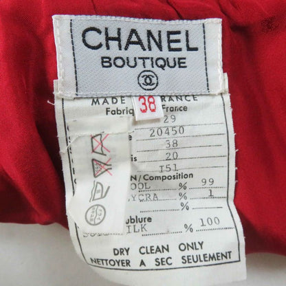 CHANEL 20450 Wool Gold Button Single Color Tweed Setup Red 38 With Hanger And