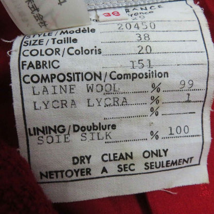 CHANEL 20450 Wool Gold Button Single Color Tweed Setup Red 38 With Hanger And