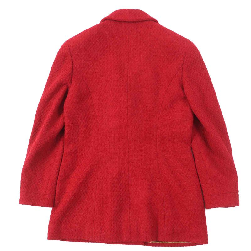 CHANEL 20450 Wool Gold Button Single Color Tweed Setup Red 38 With Hanger And