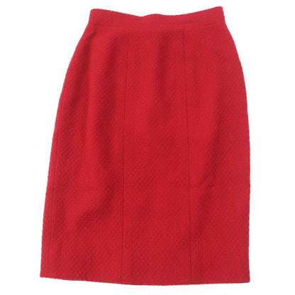 CHANEL 20450 Wool Gold Button Single Color Tweed Setup Red 38 With Hanger And