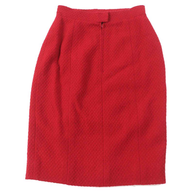 CHANEL 20450 Wool Gold Button Single Color Tweed Setup Red 38 With Hanger And