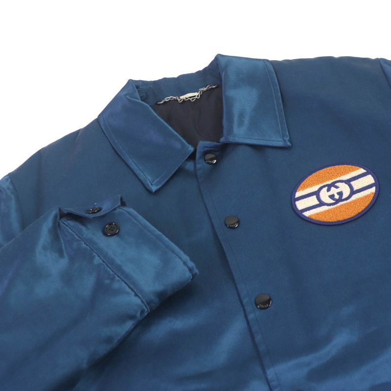 Gucci 645702 Interlocking G Patch Cotton Filled Coach Jacket Blouson Bomber