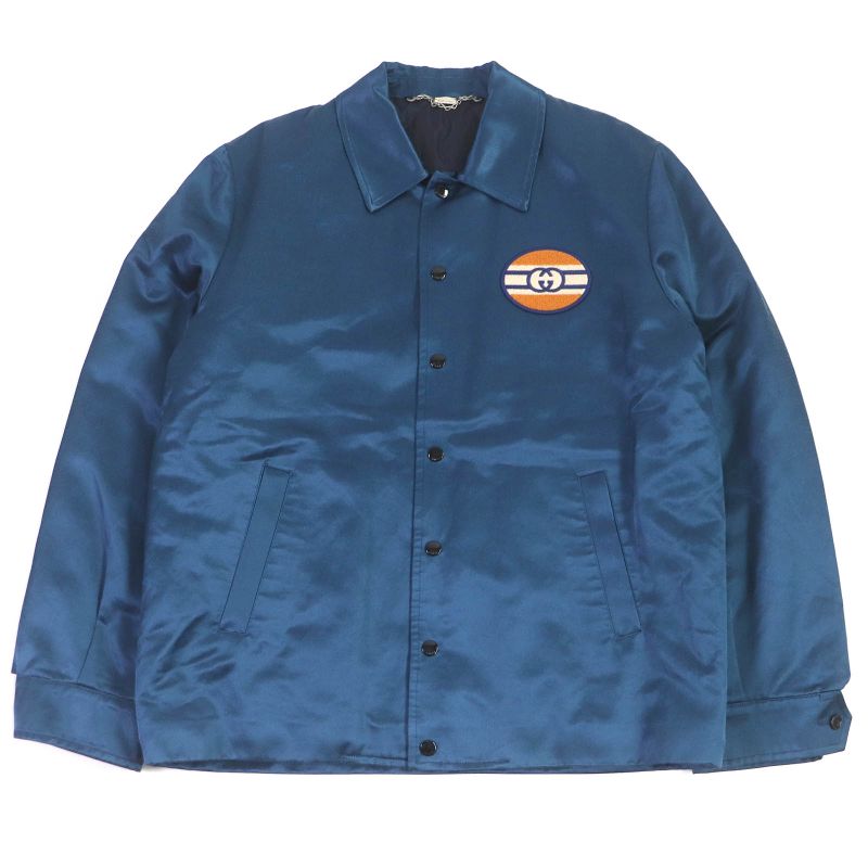 Gucci 645702 Interlocking G Patch Cotton Filled Coach Jacket Blouson Bomber