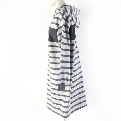 Hermes 21SS Mariniere 100% Cotton Hooded Striped Sweatshirt Dress Grey 34 Made