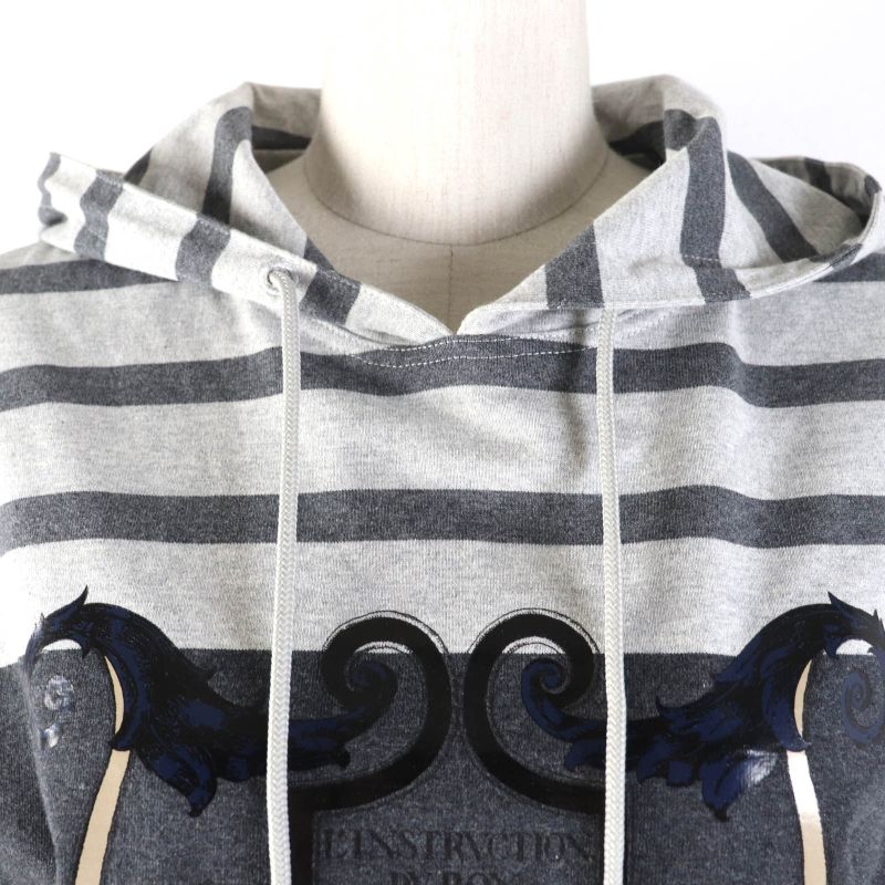 Hermes 21SS Mariniere 100% Cotton Hooded Striped Sweatshirt Dress Grey 34 Made