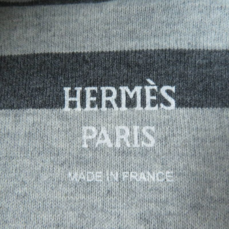 Hermes 21SS Mariniere 100% Cotton Hooded Striped Sweatshirt Dress Grey 34 Made