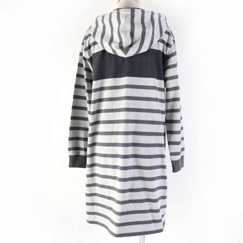 Hermes 21SS Mariniere 100% Cotton Hooded Striped Sweatshirt Dress Grey 34 Made