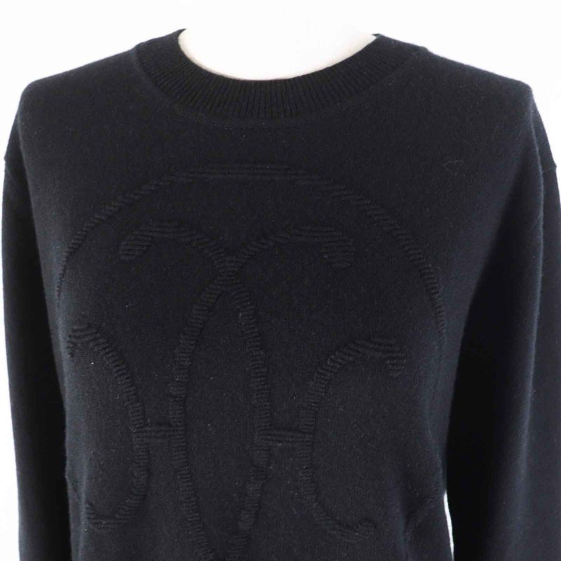 Hermes 24SS 4e2604d1 100% Cashmere H Lift Long Sleeve Knit Pullover Black 42