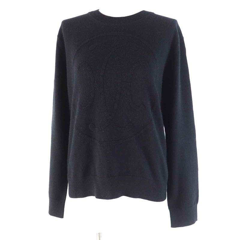 Hermes 24SS 4e2604d1 100% Cashmere H Lift Long Sleeve Knit Pullover Black 42