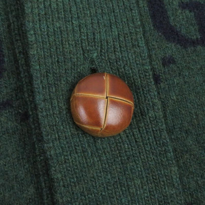 Gucci 678939 Wool GG Jacquard Walnut Button Knit Sweater Cardigan Green XS Made