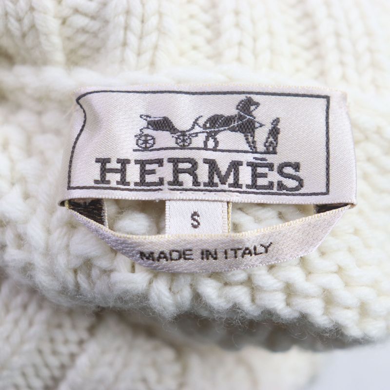  Hermes 22AW Wool Cashmere York Torsado Turtleneck Knit Sweater White S With