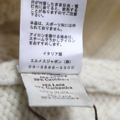  Hermes 22AW Wool Cashmere York Torsado Turtleneck Knit Sweater White S With