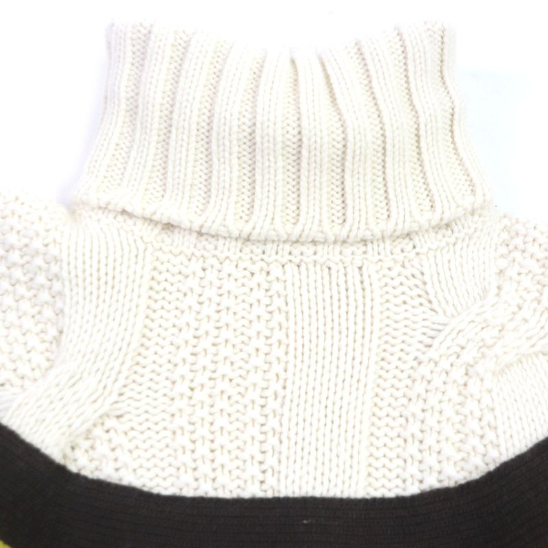  Hermes 22AW Wool Cashmere York Torsado Turtleneck Knit Sweater White S With