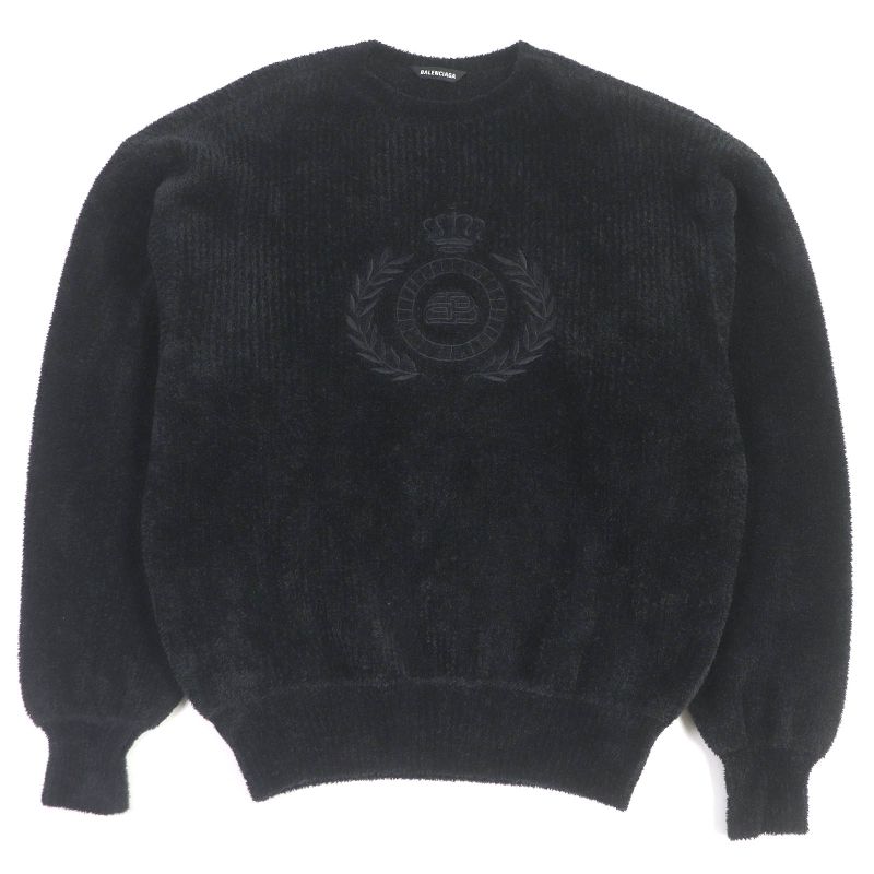 Balenciaga 2020 651106 BB Emblem Logo Embroidered Raised Fabric Pile Knit