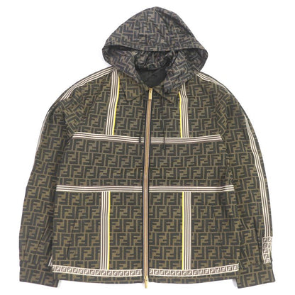 Fendi Fw0956 FF Logo Zucca Logo Tape Hooded Mountain Hoodie Brown 44 Made In