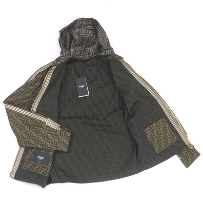 Fendi Fw0956 FF Logo Zucca Logo Tape Hooded Mountain Hoodie Brown 44 Made In