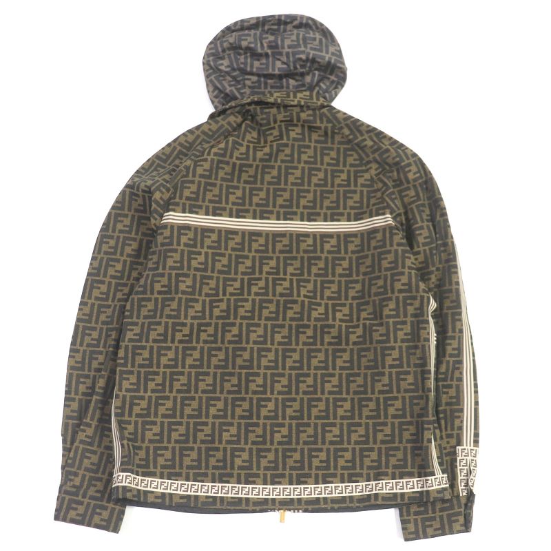 Fendi Fw0956 FF Logo Zucca Logo Tape Hooded Mountain Hoodie Brown 44 Made In