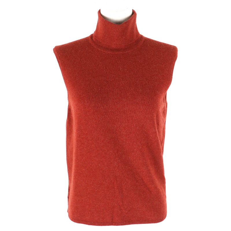 Hermes 100% Cashmere Cadenas Zip Cardigan Turtleneck Sleeveless Knit Ensemble