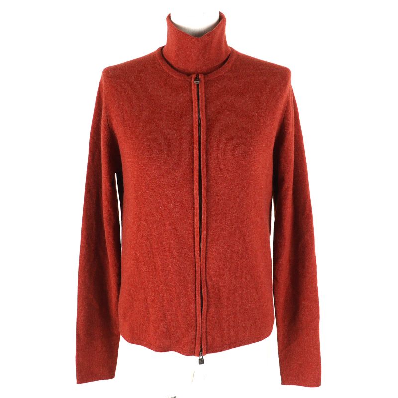 Hermes 100% Cashmere Cadenas Zip Cardigan Turtleneck Sleeveless Knit Ensemble