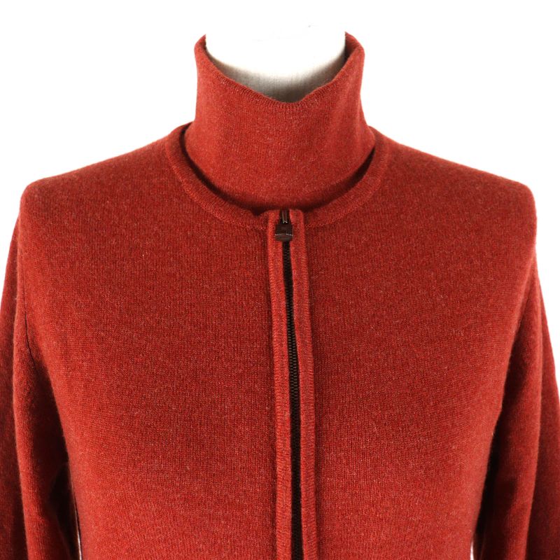 Hermes 100% Cashmere Cadenas Zip Cardigan Turtleneck Sleeveless Knit Ensemble