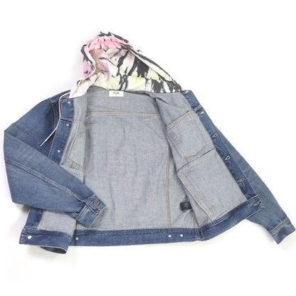 Celine 2q660930f Cotton Union Wash Hooded Denim Jacket Indigo Blue M Made In
