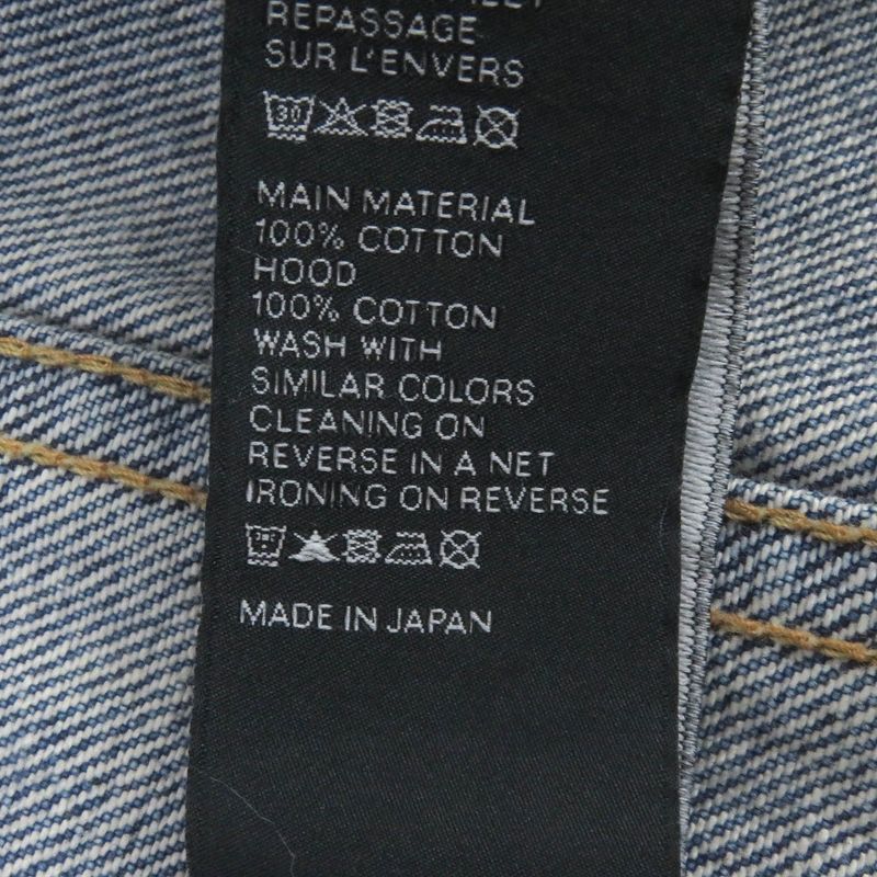 Celine 2q660930f Cotton Union Wash Hooded Denim Jacket Indigo Blue M Made In