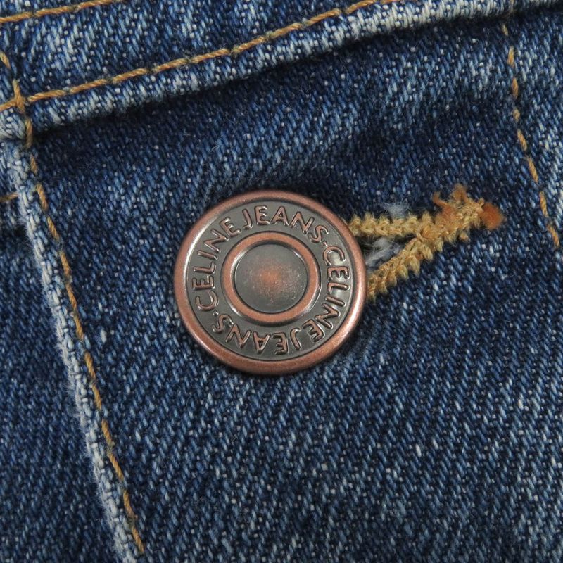 Celine 2q660930f Cotton Union Wash Hooded Denim Jacket Indigo Blue M Made In