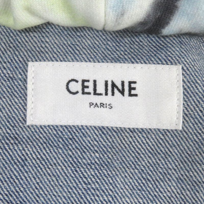 Celine 2q660930f Cotton Union Wash Hooded Denim Jacket Indigo Blue M Made In