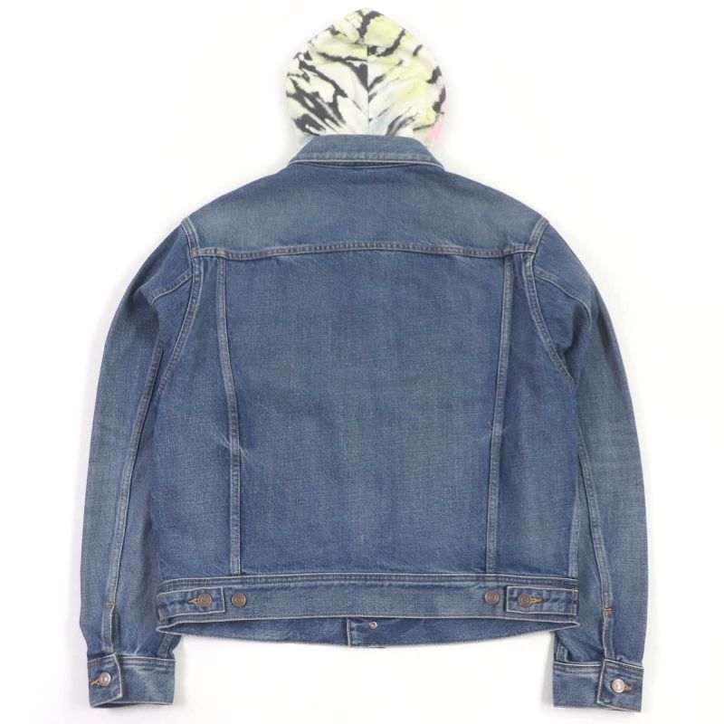 Celine 2q660930f Cotton Union Wash Hooded Denim Jacket Indigo Blue M Made In