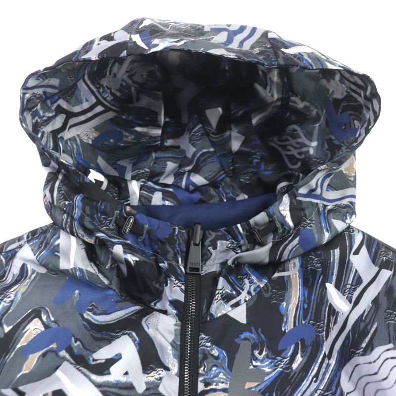  Fendi 2021 Fw1088 FF Logo Total Pattern Hooded Double Zip Up Reversible