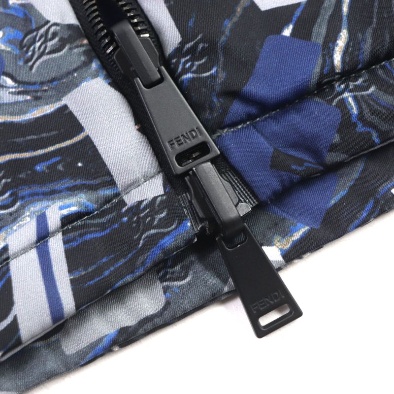  Fendi 2021 Fw1088 FF Logo Total Pattern Hooded Double Zip Up Reversible