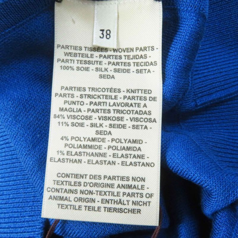 Hermes 22SS 2e2808dn Silk Rayon Twill Raine Tattersall Zigzag Knit Blue 38