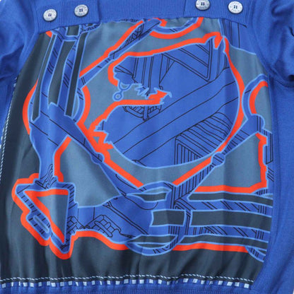 Hermes 22SS 2e2808dn Silk Rayon Twill Raine Tattersall Zigzag Knit Blue 38