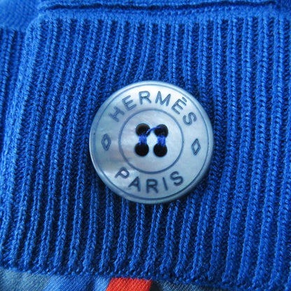 Hermes 22SS 2e2808dn Silk Rayon Twill Raine Tattersall Zigzag Knit Blue 38