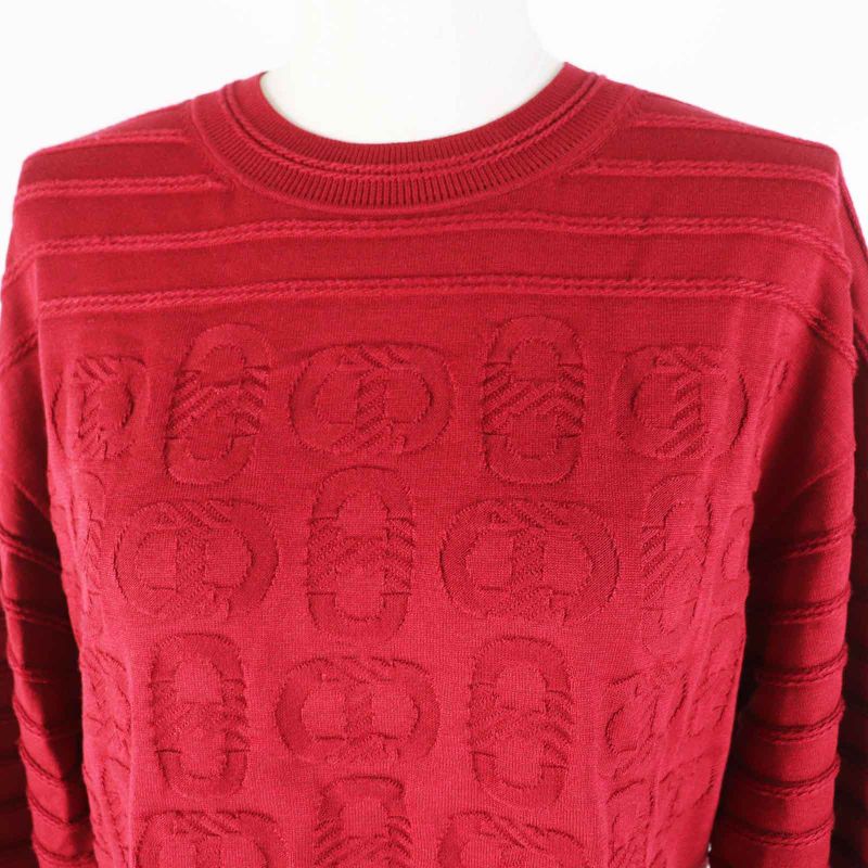 Hermes 23SS 3e2614d3 Silk Cotton Chaine D'ancre Knit Pullover Bordeaux 38 Made