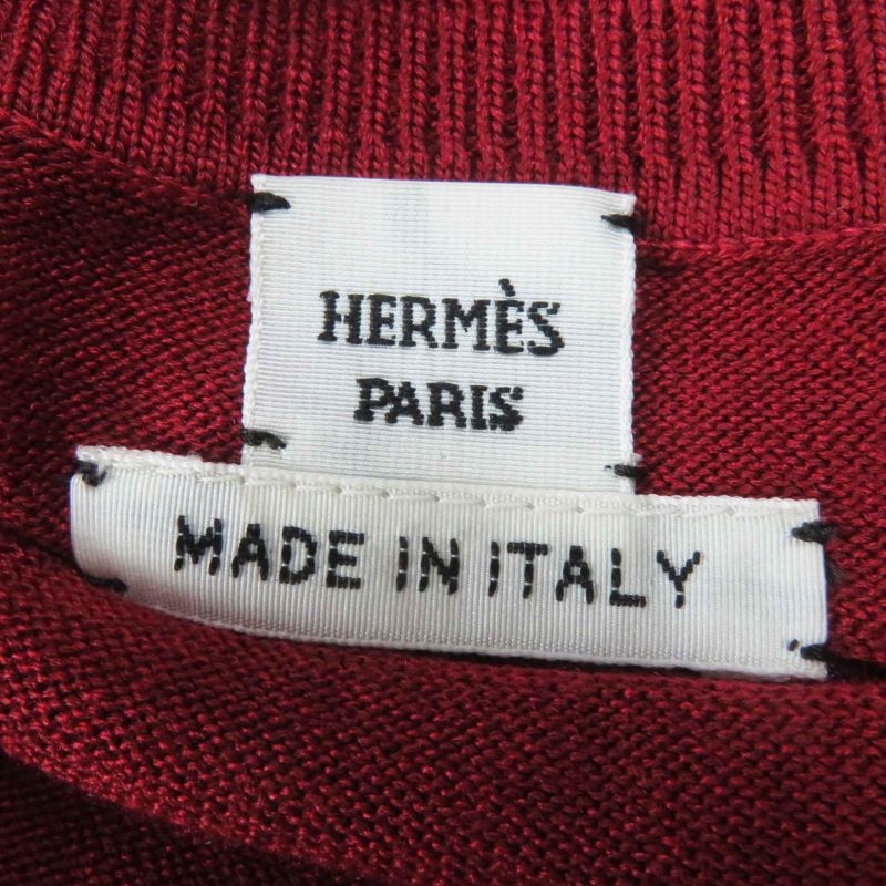 Hermes 23SS 3e2614d3 Silk Cotton Chaine D'ancre Knit Pullover Bordeaux 38 Made