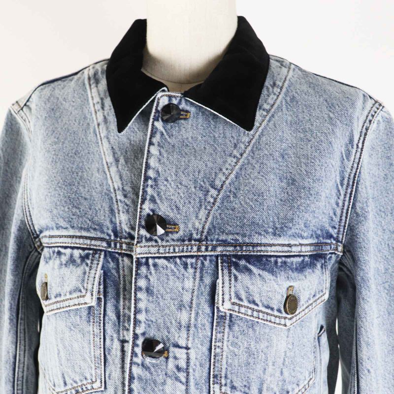 Louis Vuitton 24SS 1afepi Velvet Accent Denim Jacket Blue 36 Made In Italy