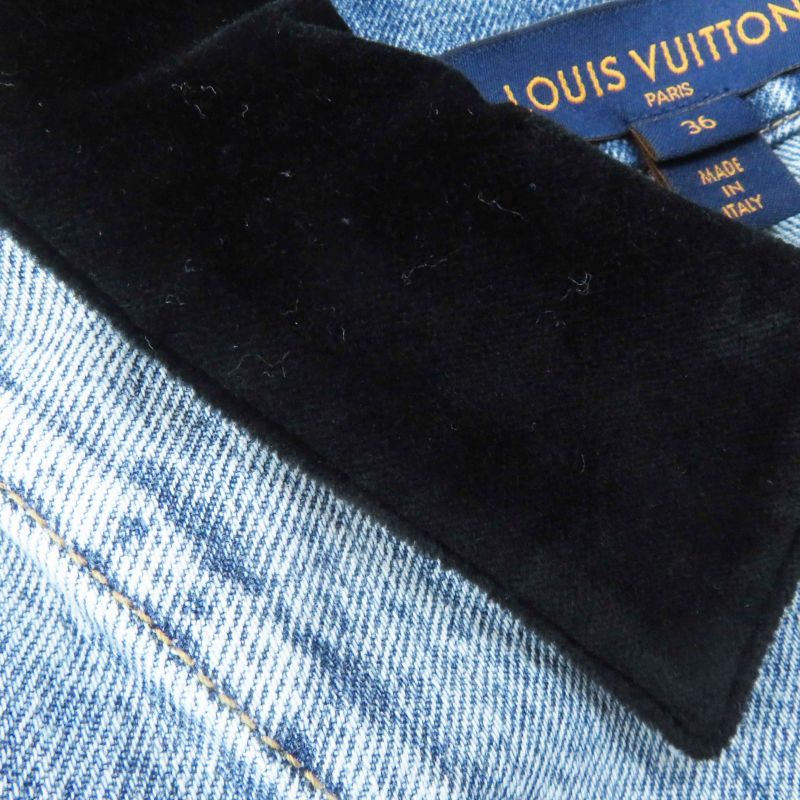 Louis Vuitton 24SS 1afepi Velvet Accent Denim Jacket Blue 36 Made In Italy