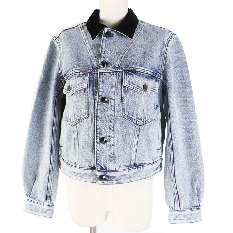 Louis Vuitton 24SS 1afepi Velvet Accent Denim Jacket Blue 36 Made In Italy