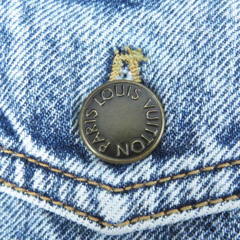 Louis Vuitton 24SS 1afepi Velvet Accent Denim Jacket Blue 36 Made In Italy