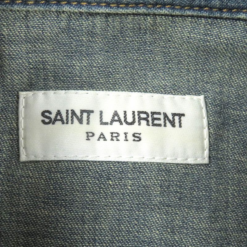 Saint Laurent Paris 530376 100% Cotton Embroidery Long Sleeve Denim Western