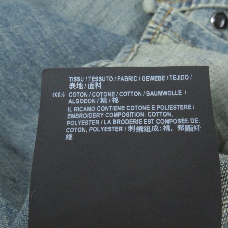 Saint Laurent Paris 530376 100% Cotton Embroidery Long Sleeve Denim Western