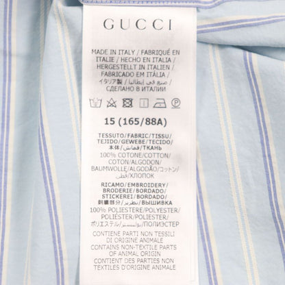  Gucci 22AW 703396 GG Embroidered Striped Pattern Logo Button Long Sleeve Long