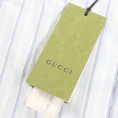  Gucci 22AW 703396 GG Embroidered Striped Pattern Logo Button Long Sleeve Long